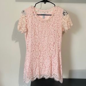 Isaac Mizrahi lace short sleeved top XS